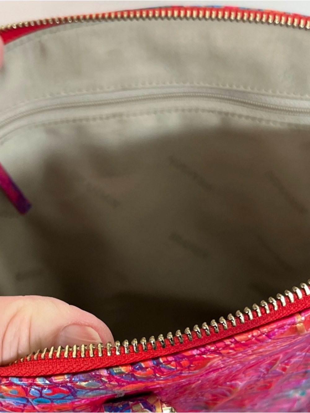 Brahmin Rainbow Fish Melbourne Duxbury Satchel Leather Pink Charm Coastal Preppy - Picture 9 of 14